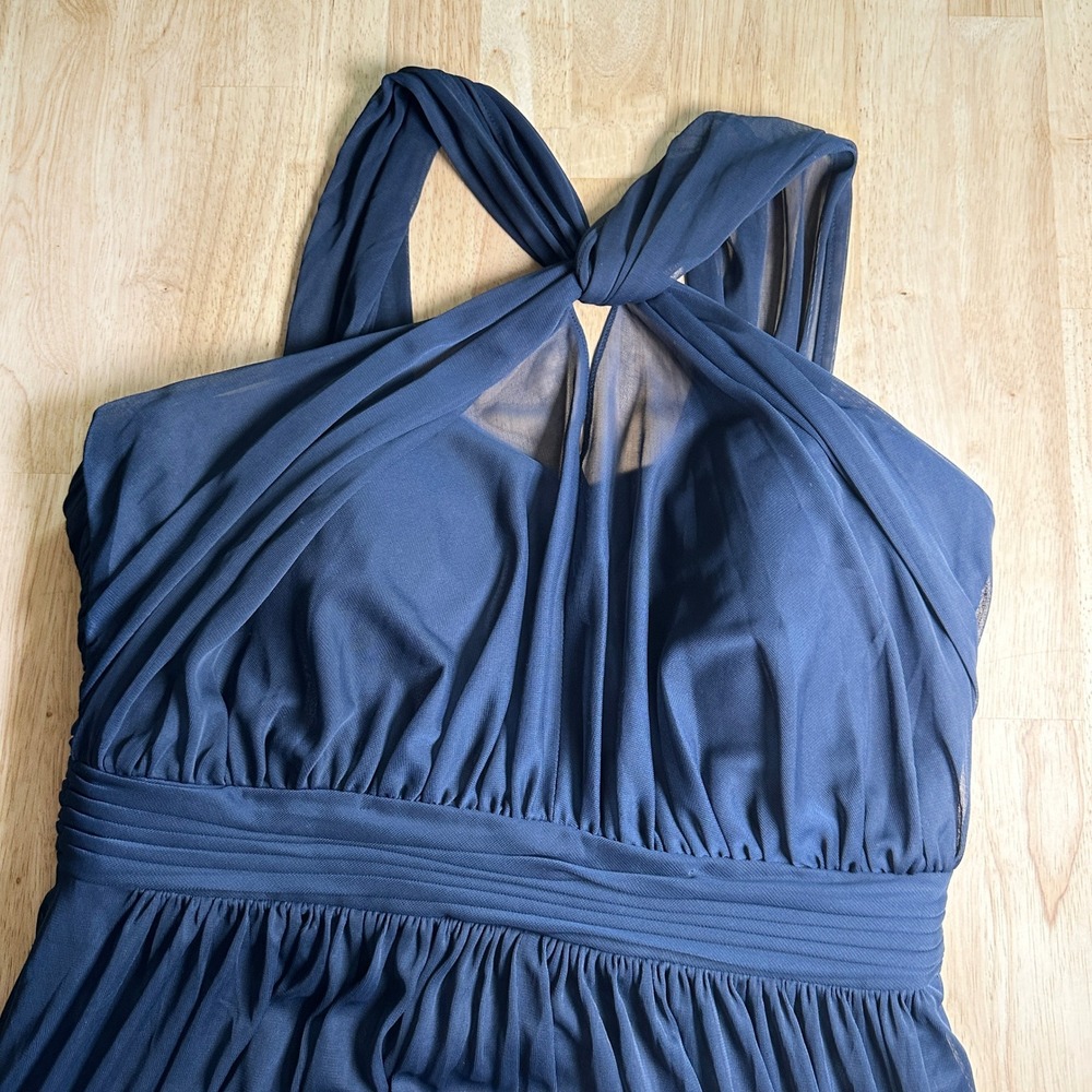 Alfred Sung Midnight Blue Formal Dress Wedding D720 Sz 16L Bridesmaid‎ Navy - Picture 6 of 9